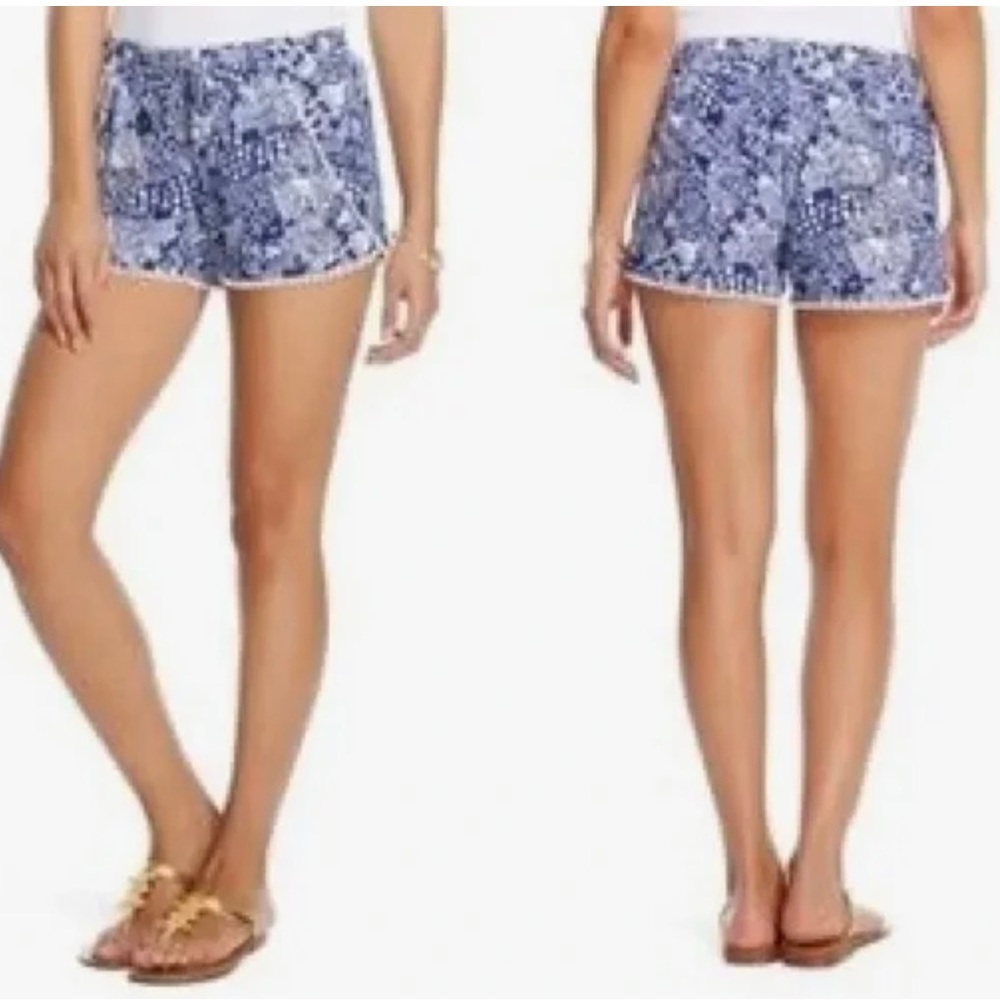 Lilly‎ Pulitzer for Target Size Small Shorts Fish Upstream Blue Pom Pom